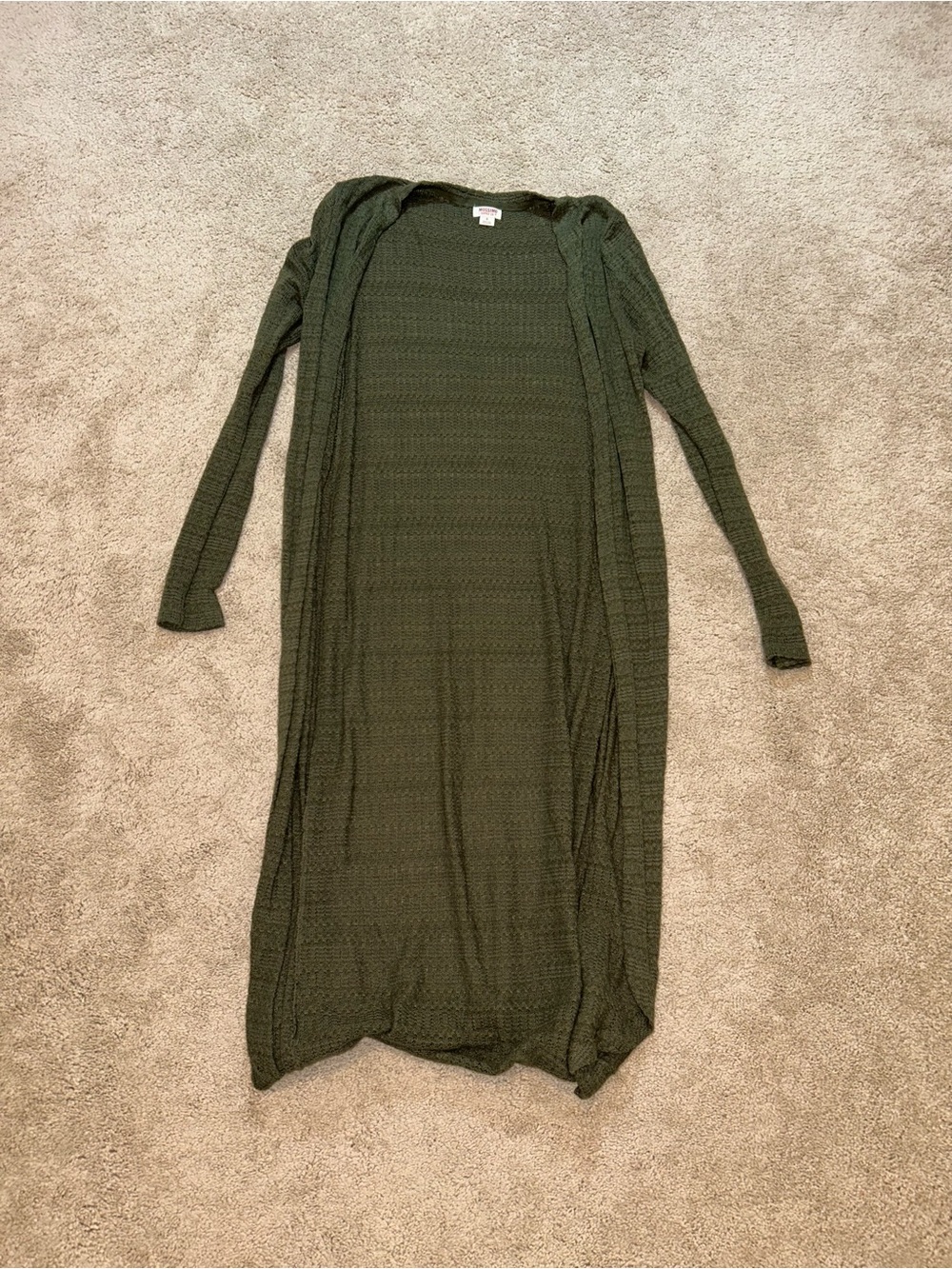 Mossimo Supply Co. Olive Green Long Open-Front Cardigan